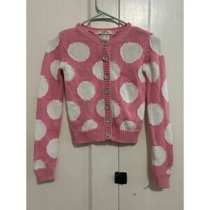 Matilda Jane Girl’s Pink White Cardigan Polka Dot Sweater Size 8